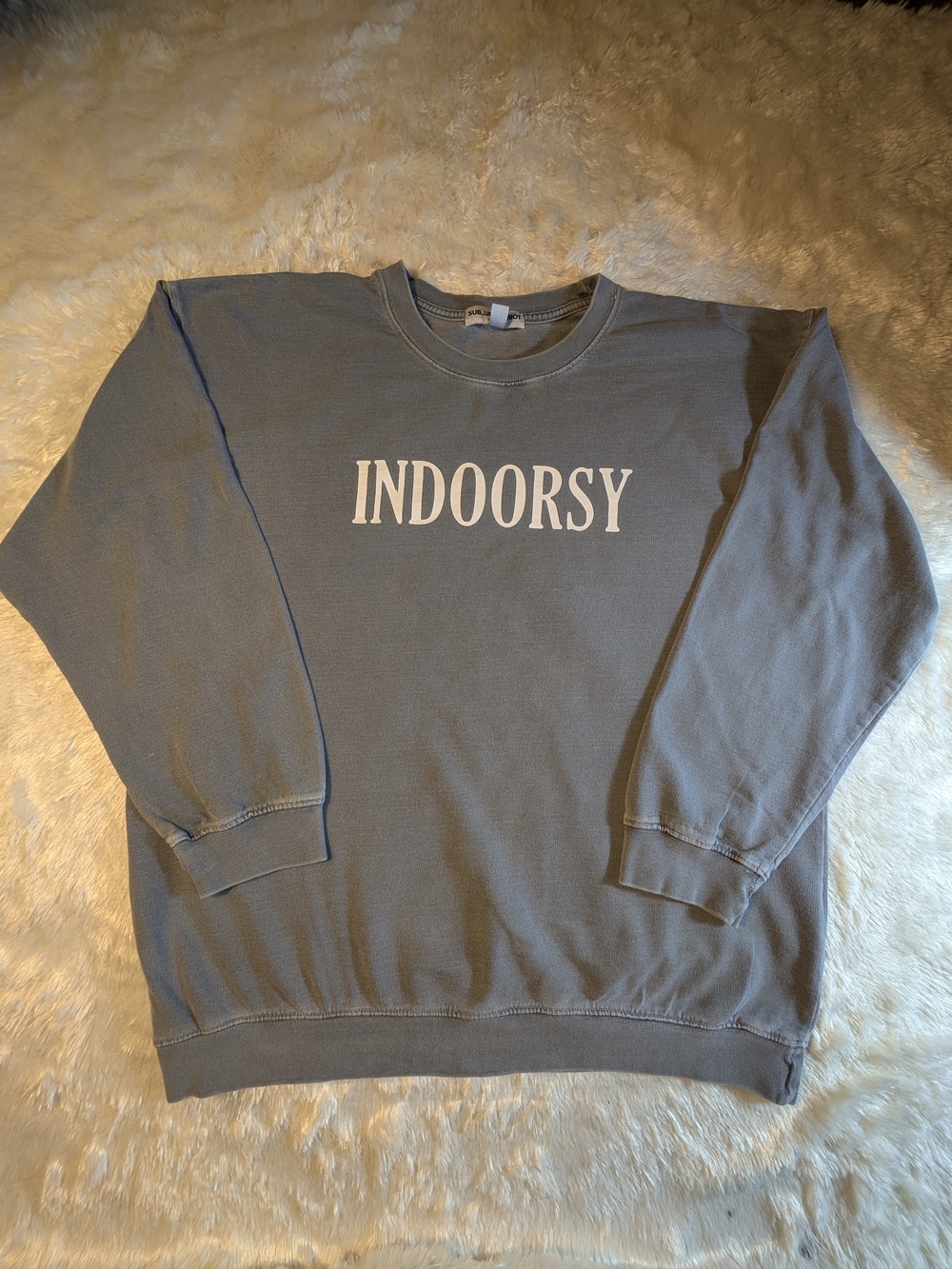 Sub_Urban Riot Indoorsy Crewneck Sweatshirt - Gray/Blue with White Print